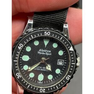 Advance Wonder Sport Analog 3ATM WR Diver's Watch Black Dial Nato Band 25.8mm